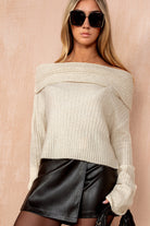 Hayes Stone Knit Bardot Jumper