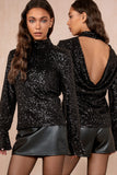 Haylee Black Sequin Top