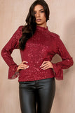 Haylee Burgundy Sequin Top