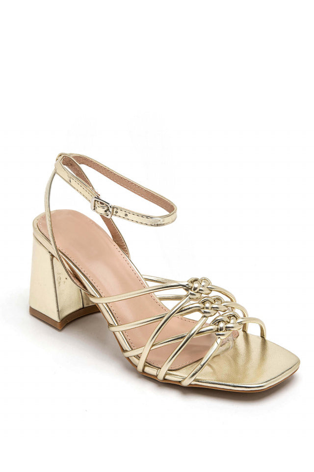 Hayleigh Gold Knotted Block Heels