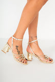 Hayleigh Gold Knotted Block Heels