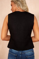 Haylie Black Knit Button Front Top