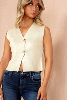 Haylie Stone Knit Button Front Top