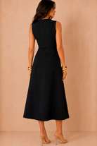 Hazel Black Tailored Sleeveless Midi Dress