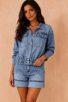Hazley Blue Denim Bomber Jacket