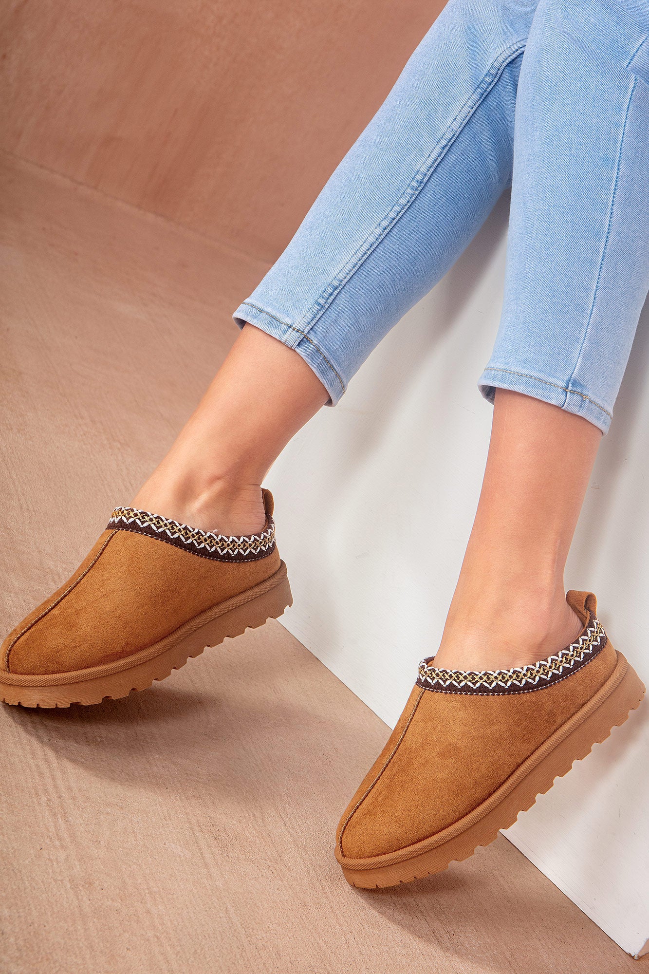 Heidi Chestnut Suedette Mules