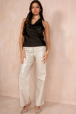 Heidy Cream PU Metallic Trousers