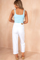 Helena Blue Scoop Neck Slinky Bodysuit