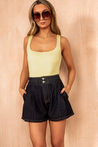 Helena Lemon Scoop Neck Slinky Bodysuit