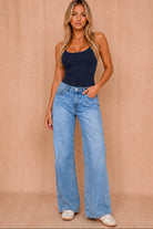 Helena Navy Scoop Neck Slinky Bodysuit