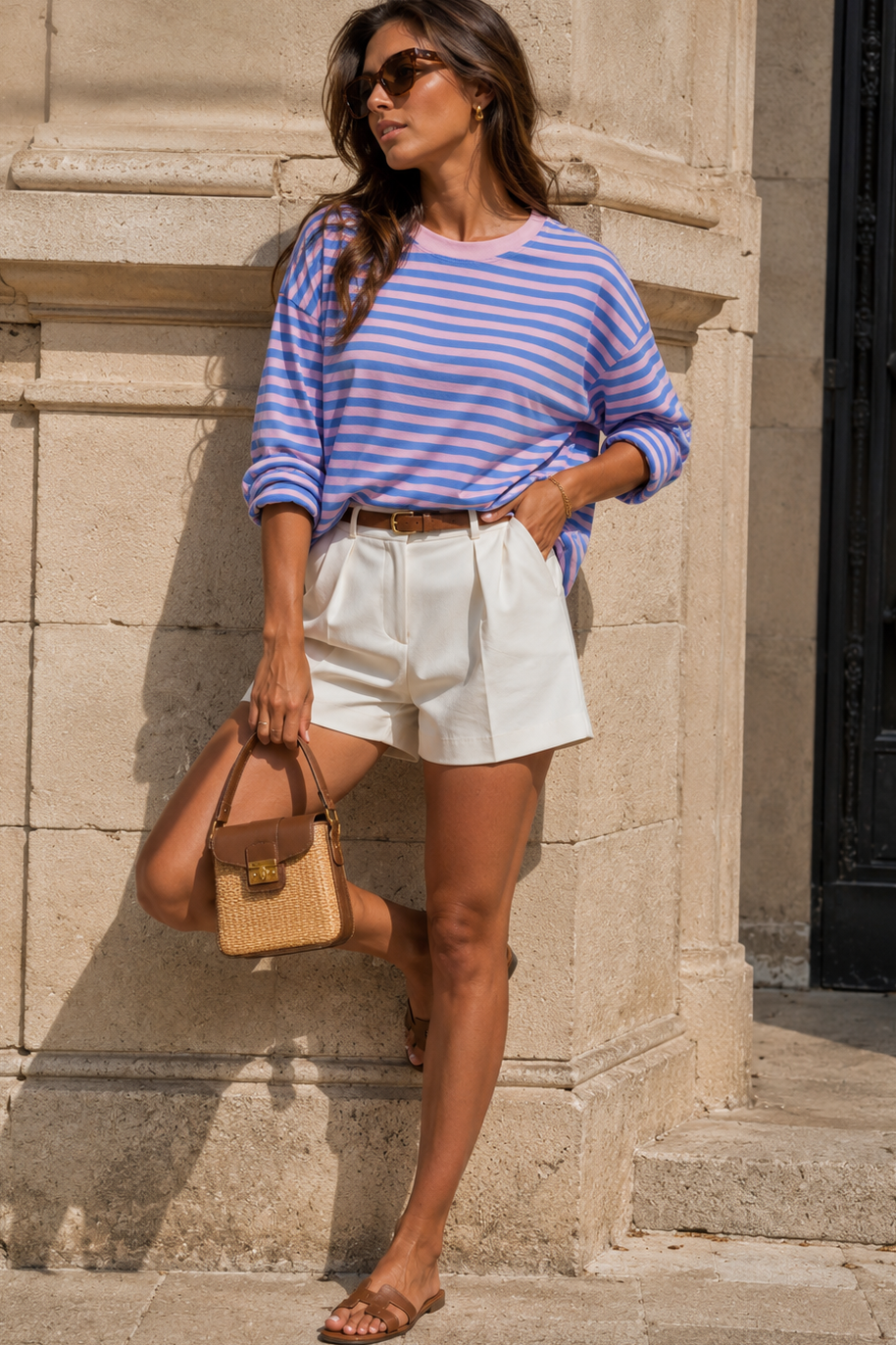 Helga Blue and Pink Striped Top