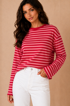 Helga Pink and Red Striped Top