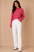 Helga Pink and Red Striped Top