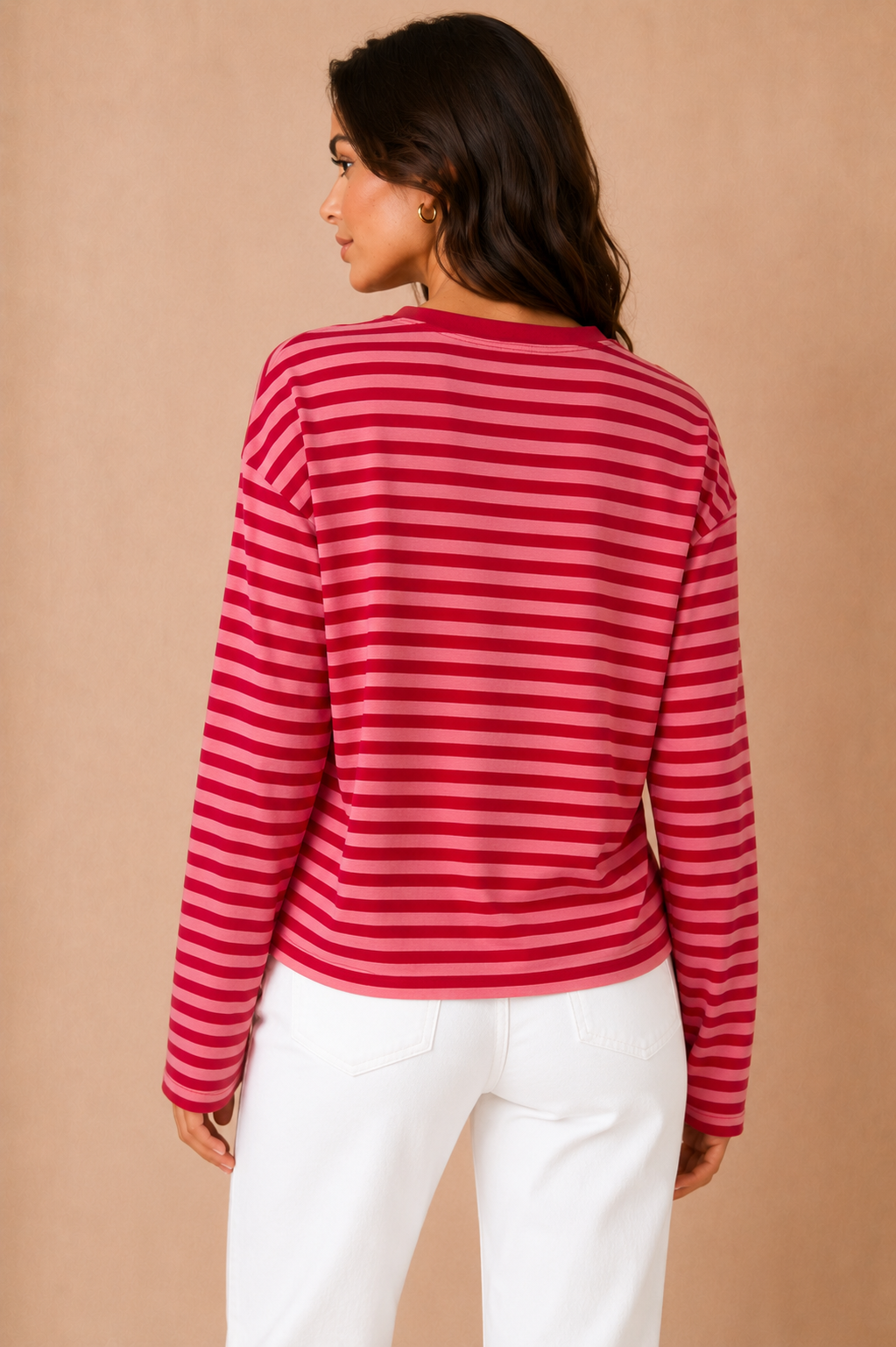 Helga Pink and Red Striped Top