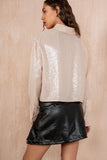 Hendrix Nude Sequin Cropped Shirt