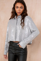 Hendrix Silver Sequin Cropped Shirt