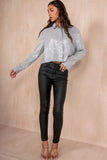 Hendrix Silver Sequin Cropped Shirt