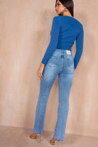 Henlee Blue Denim Flared Jeans