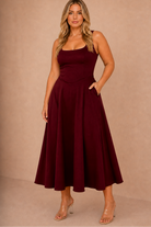 Henley Burgundy Square Neck Scuba Dress