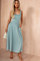 Henley Duck Egg Square Neck Scuba Dress