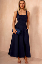 Henley Navy Square Neck Scuba Dress
