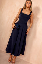 Henley Navy Square Neck Scuba Dress