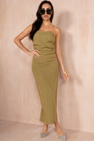 Henrietta Khaki Bandeau Dress