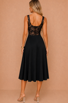 Hermione Black 2 in 1 Contrast Lace A-Line Midi Dress