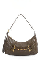 Hesper Khaki Faux Leather Shoulder Bag