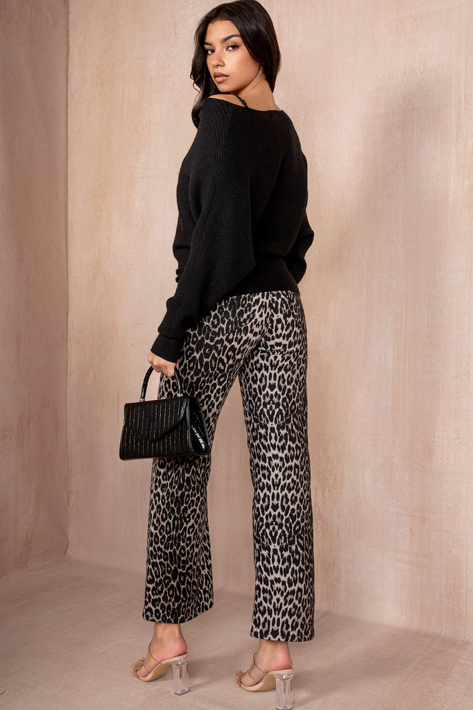 Hilda Leopard Print Straight Leg Jeans