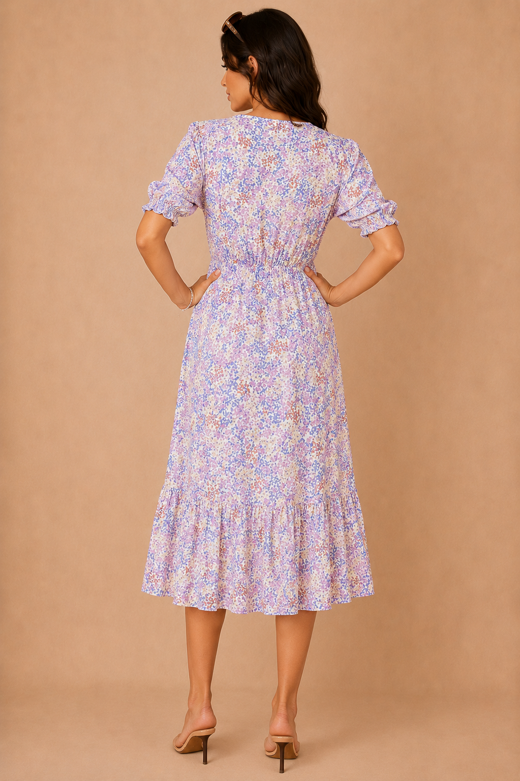 Hilda Lilac Ditsy Print Midi Dress