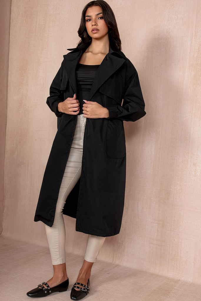 Holland Black Belted Trench Coat