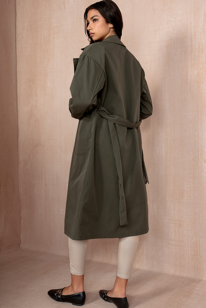 Holland Khaki Belted Trench Coat