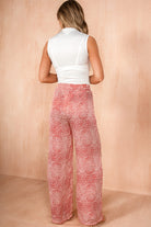 Holland Red Satin Heart Print Wide Leg Trousers