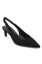 Hollinda Black Suedette Slingback Heels