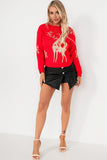 Holly Red Knit Reindeer Jumper