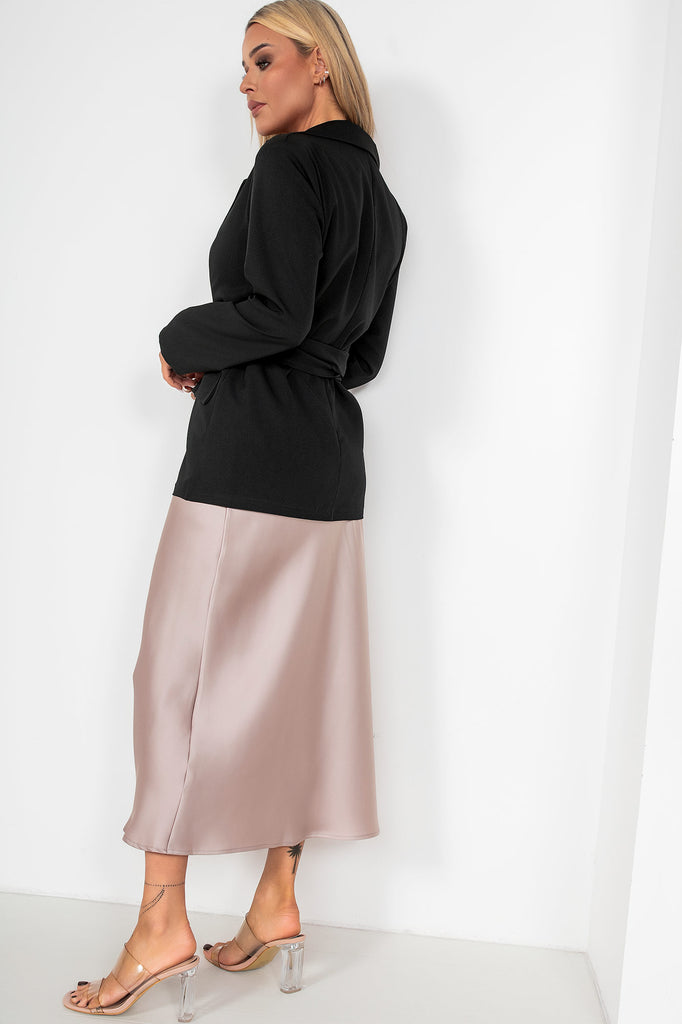 Holly Taupe Satin Midi Skirt