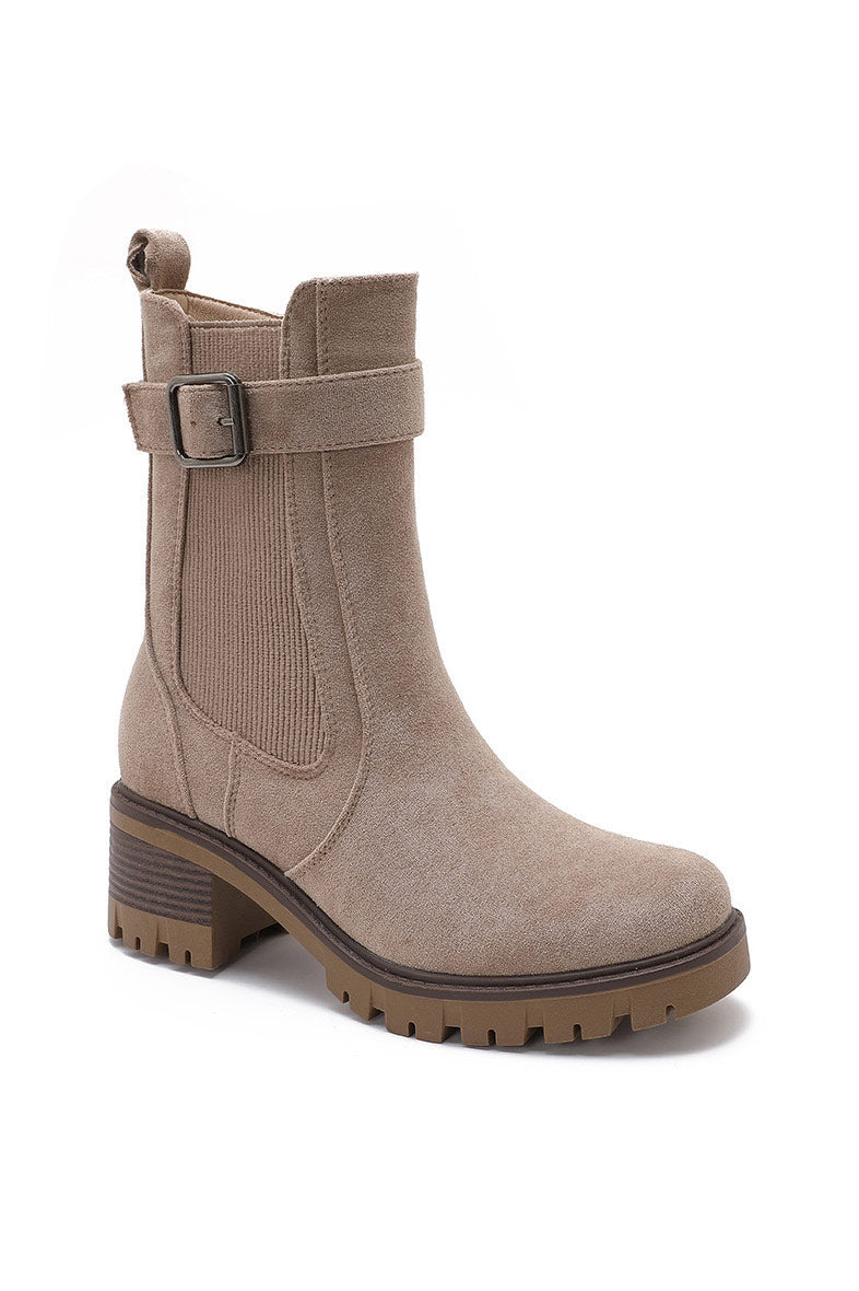 Hunter Stone Contrast Sole Suedette Chelsea Boots