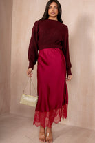 Hydee Burgundy Satin Skirt