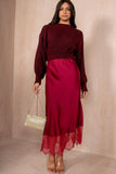 Hydee Burgundy Satin Skirt