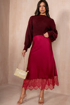 Hydee Burgundy Satin Skirt