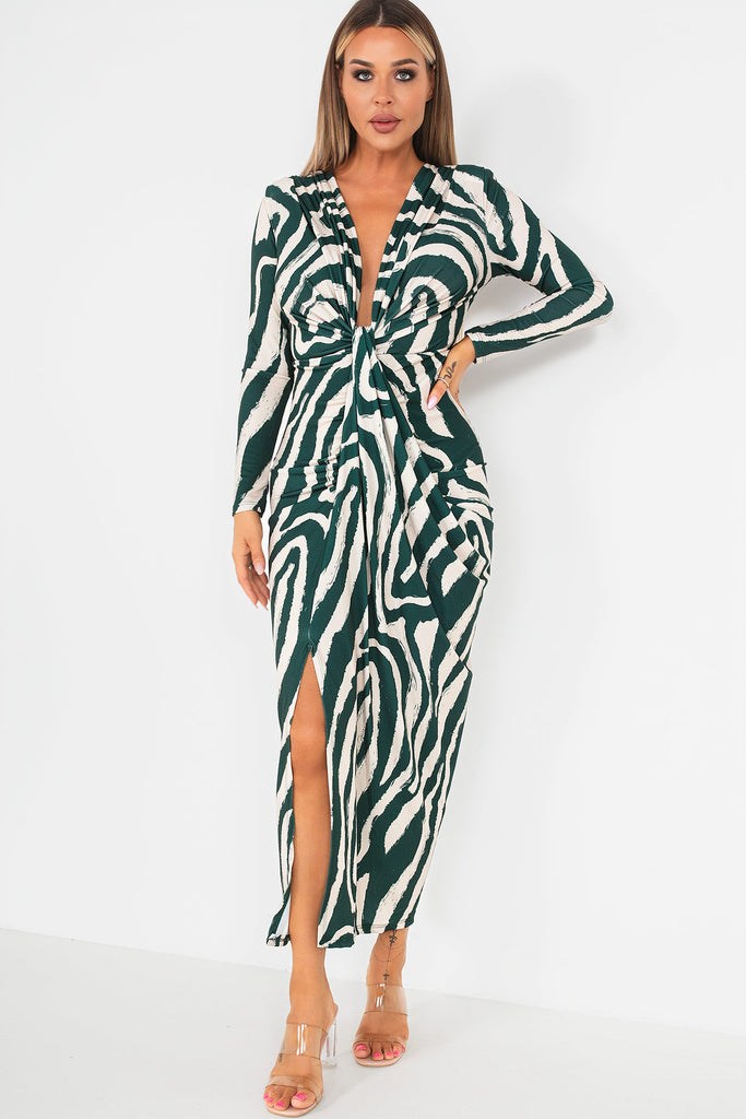Ida Green Zebra Print Dress