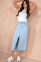 Ida Light Blue Denim Midi Skirt