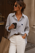 Ida Navy Striped Heart Print Shirt