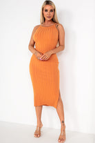 Idris Burnt Orange Knit Dress