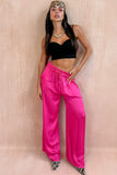 Harlee Fuchsia Satin Trousers