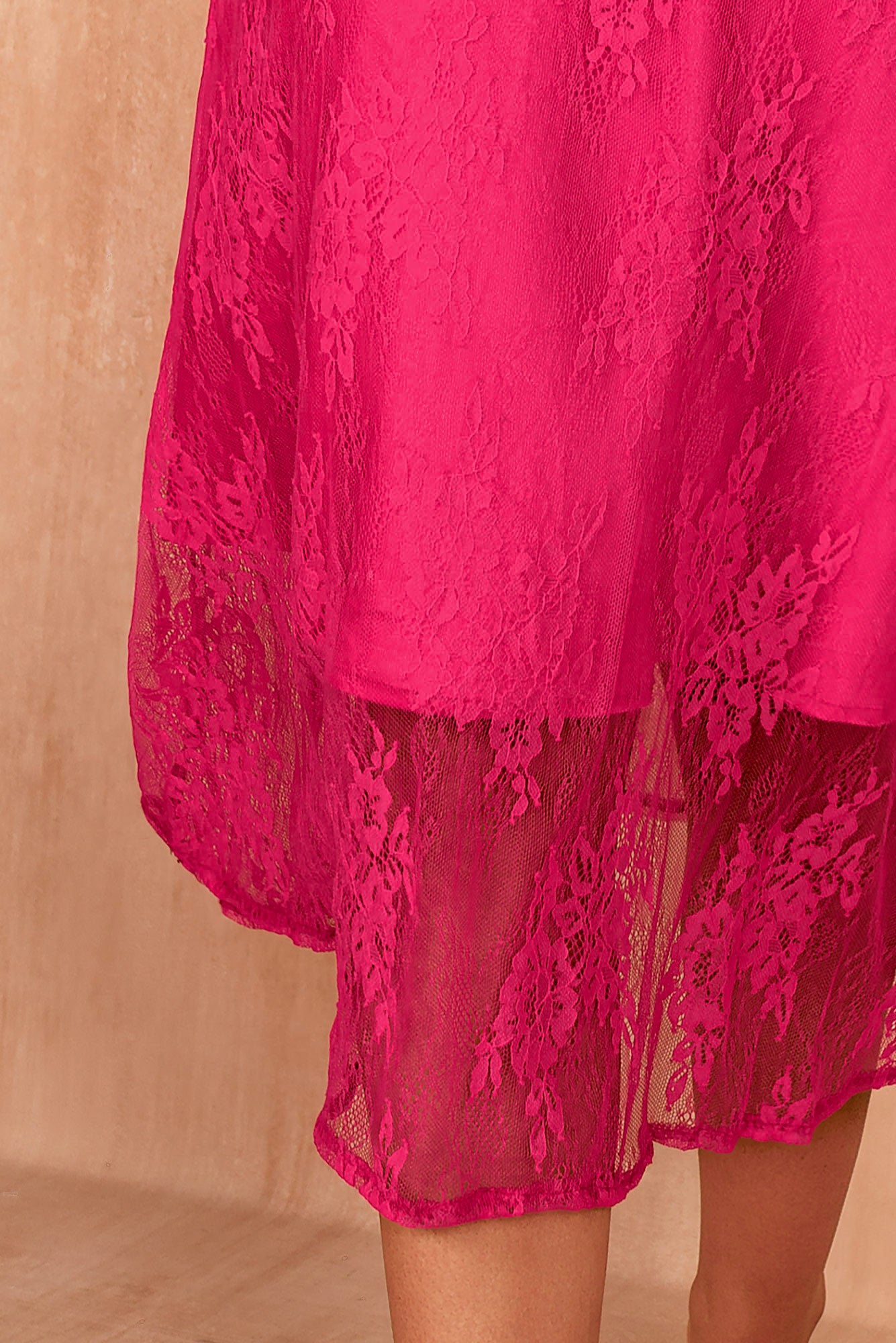 Imogen Fuchsia Satin Lace Dress
