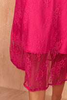 Imogen Fuchsia Satin Lace Dress