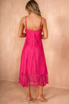 Imogen Fuchsia Satin Lace Dress