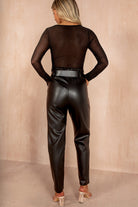 India Black Leather Look Paperbag Trousers